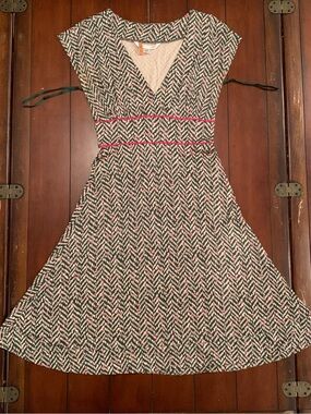 Diane Von Furstenberg Chevron Midi Dress in Pink, Green, Cream